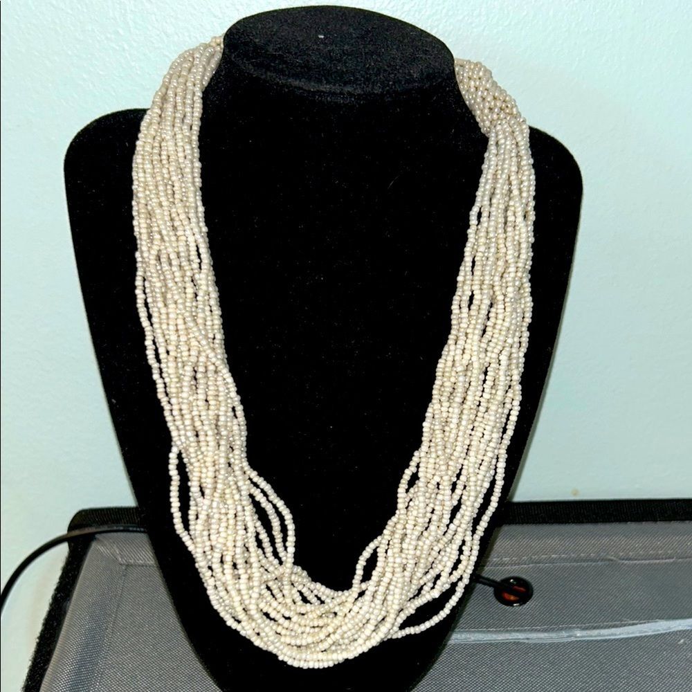 Vintage Cream multi-strand seed Bead Necklace